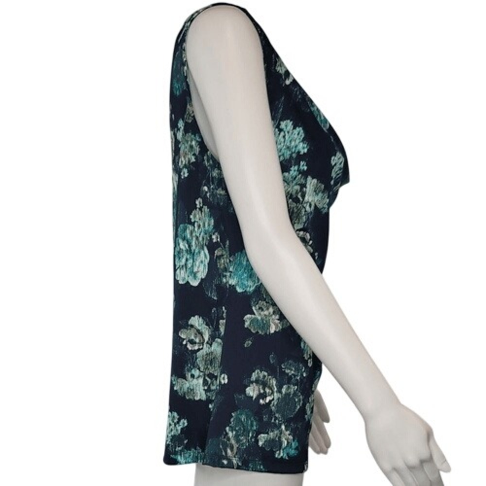 GNW Blue Floral Sleeveless Cowl Neck Top - Picture 3 of 7